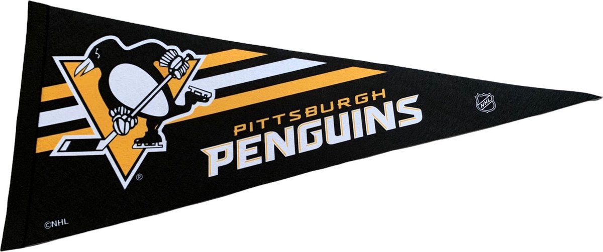   - Pittsburgh Penguins - NY - NHL - Vaantje - Ijshockey - Hockey - Ice Hockey -  Sportvaantje - Pennant -   - Vlag - Zwart/Geel/Wit - 31 x 72 cm