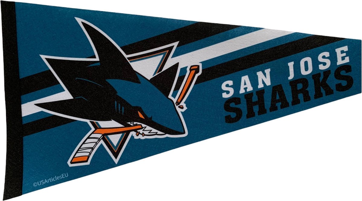   - San Jose Sharks - Californie - NHL - Vaantje - Ijshockey - Hockey - Ice Hockey -  Sportvaantje - Pennant -   - Vlag - Groen/Zwart/Wit - 31 x 72 cm