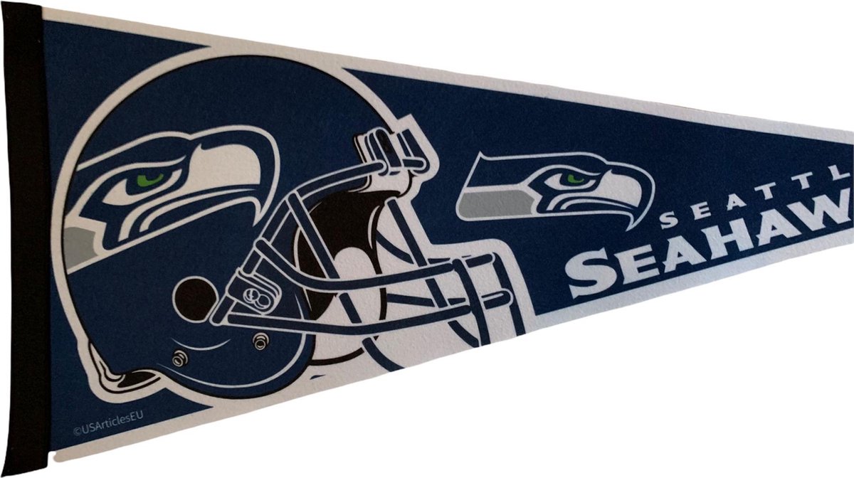   - Seattle Seahawks - Helm - NFL - Vaantje - American Football - Sportvaantje - Pennant -   - Vlag - Groen/Blauw/Wit/Grijs - 31 x 72 cm