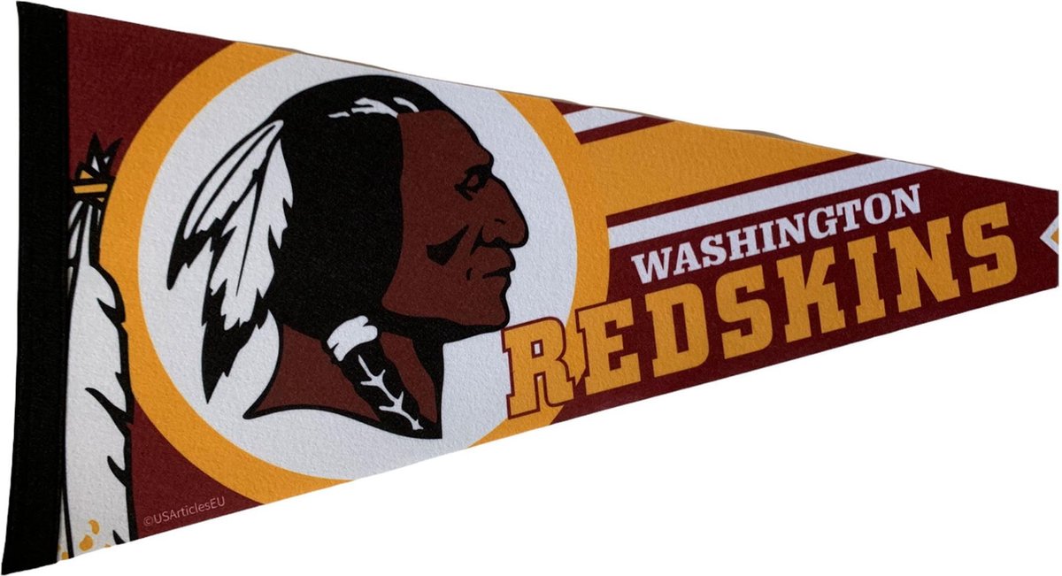   - Washington Redskins - Logo - NFL - Vaantje - American Football - Sportvaantje - Pennant -   - Vlag - Rood/Geel/Wit - 31 x 72 cm