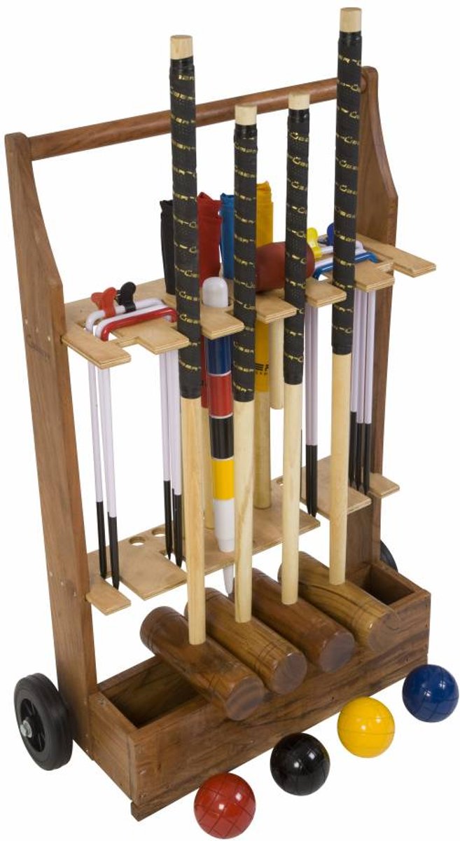 Engelse Tuin Croquet Set, prachtige originele set, 4-persoons-Trolley