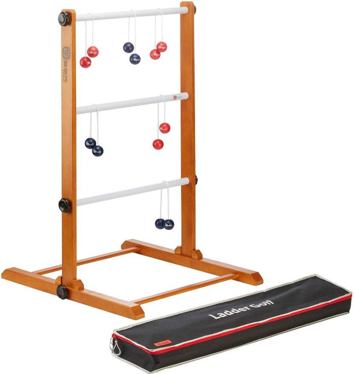 Laddergolf Set - Rode & Gele bolas - uit de USA, professionele set met echte golfballen in stevige transporttas