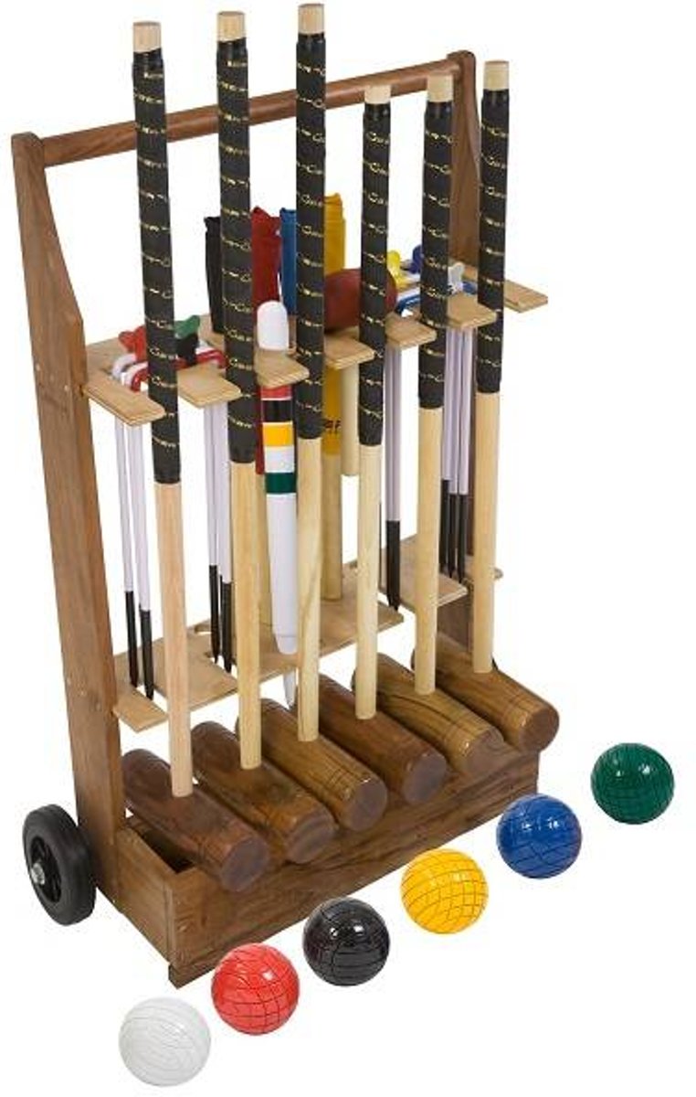 Origineel Engelse Tuin Croquet set, 6 persoons-Trolley