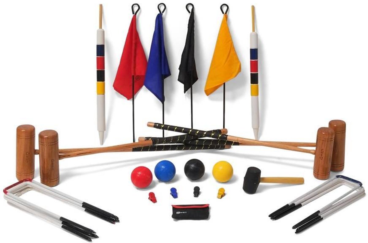 Professionele Croquet set, 4-persoons, unieke kunststof ballen, sterke stalen poorten-Geen tast