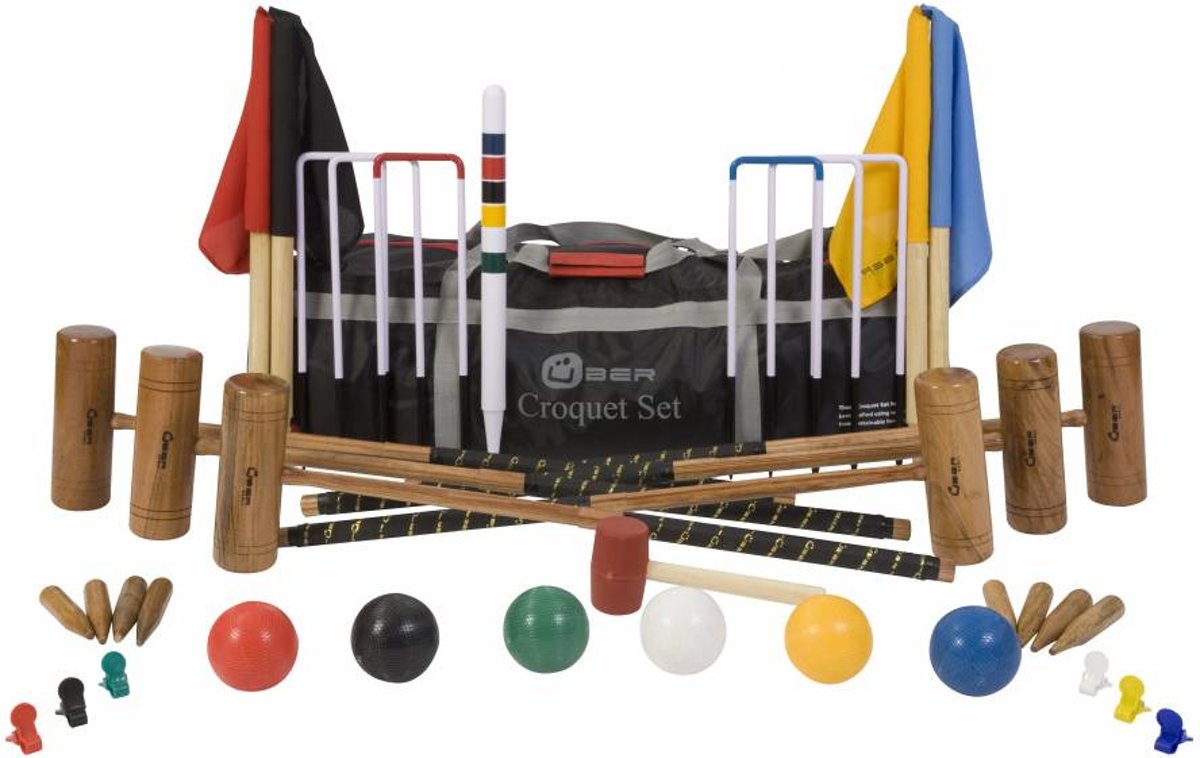 Professionele Croquet set, 6 persoons, 11mm stalen poorten, kunststof ballen-Croquet Tas