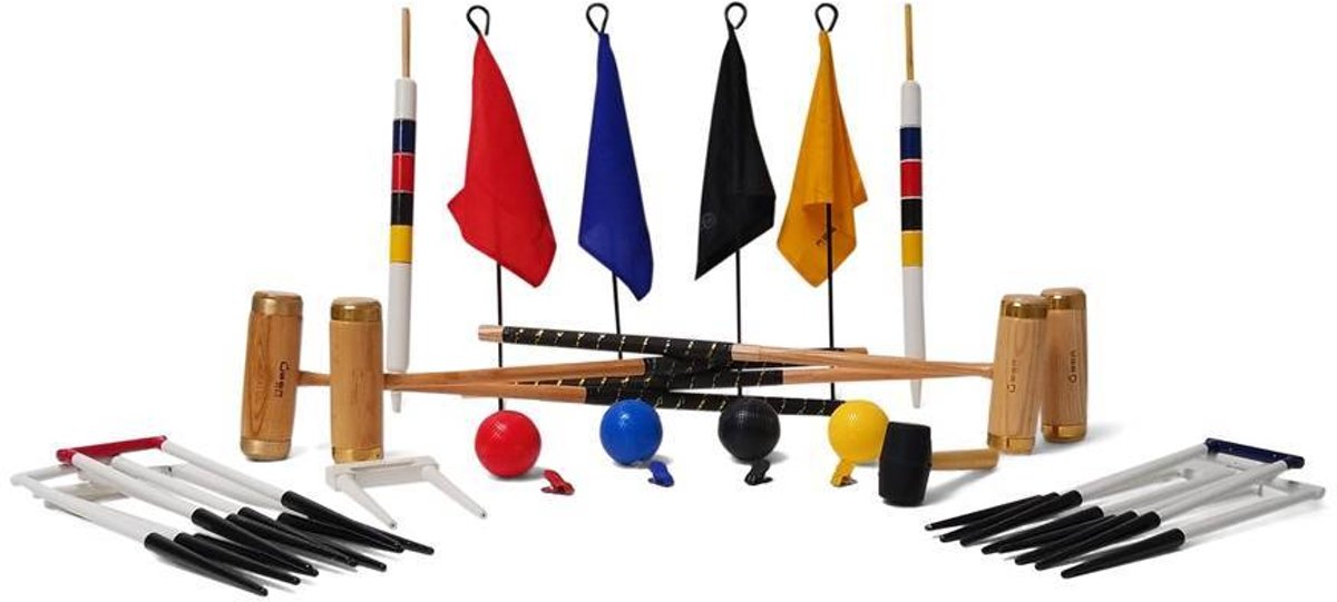 Ultieme Executive Croquet Set, koperen banden, kunststof ballen, 16 mm dikke stalen poorten-Geen tas