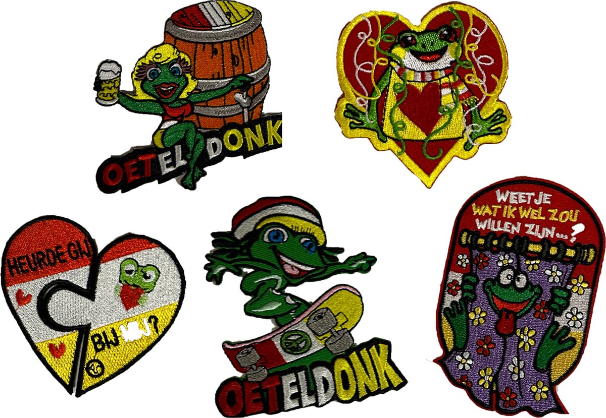 Oeteldonk emblemen voordeelpakket - 5 stuks - Oeteldonk emblemen set- Vrouwen - Meisjes - Embleems - Oeteldonk embleem - Strijkembleems - Carnaval - Pakket