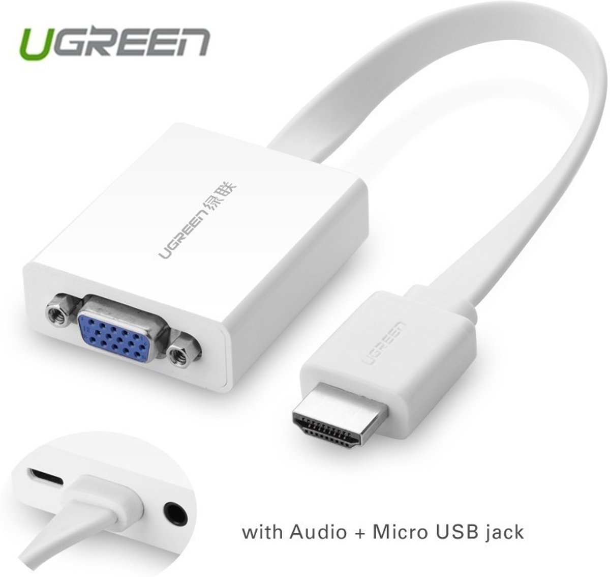 HDMI to VGA+3.5MM Audio+Mirco USB converter