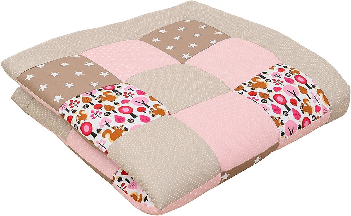 ULLENBOOM ® Baby speelkleed 120x120 cm gewatteerd Eekhoorn zand