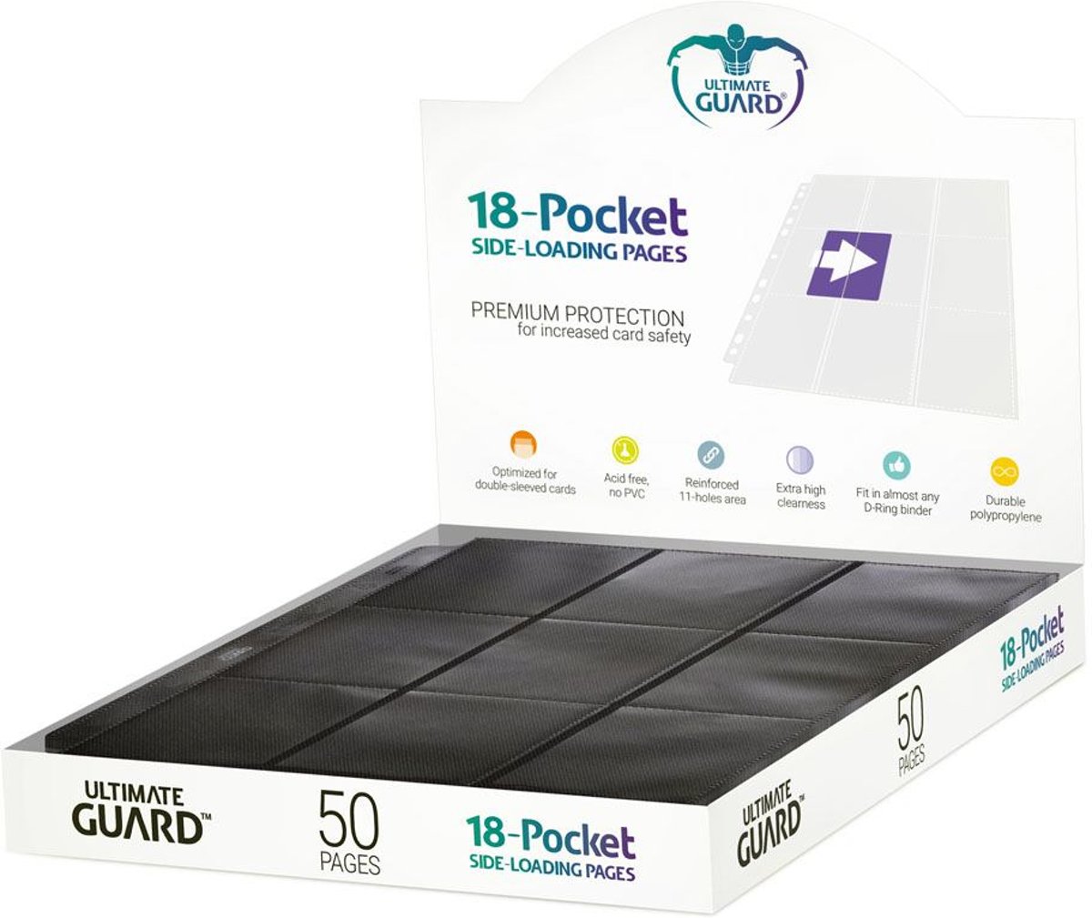 Ultimate Guard 18-Pocket Side Loading Pages (50-Pages, Black)