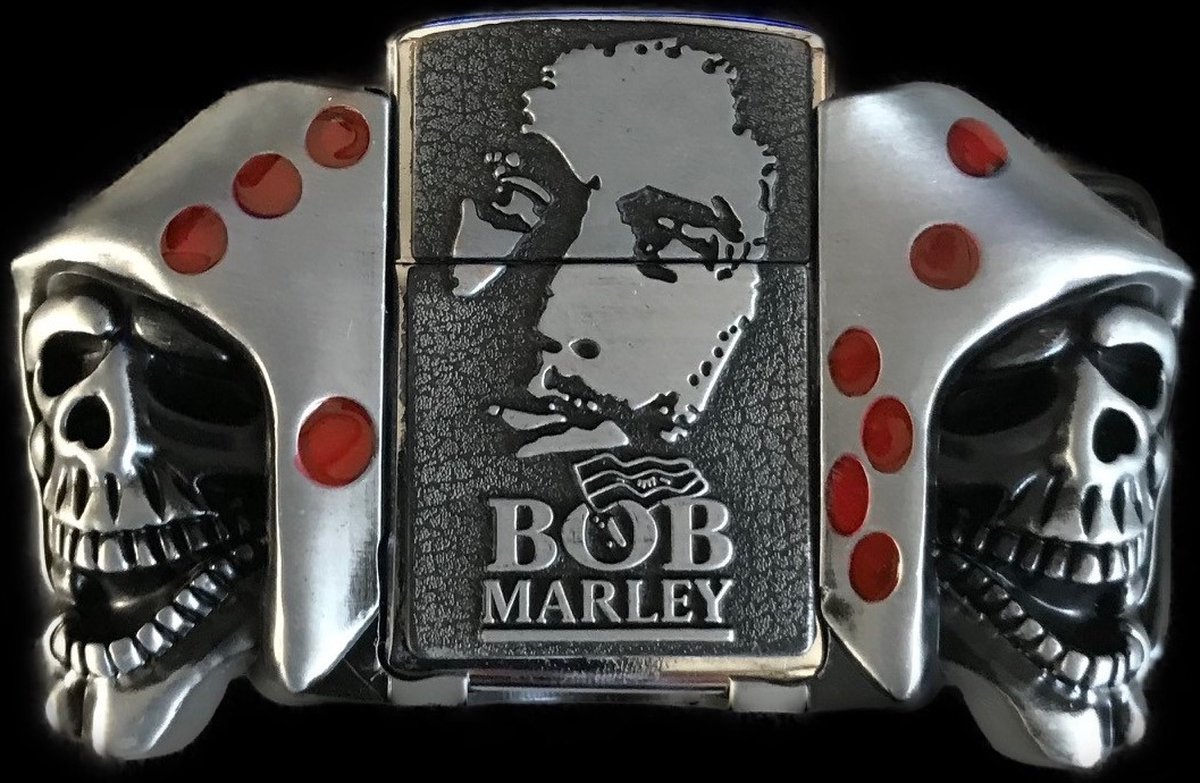 Buckle-Gesp- Bob Marley met benzine aansteker Zippo look niet gevuld