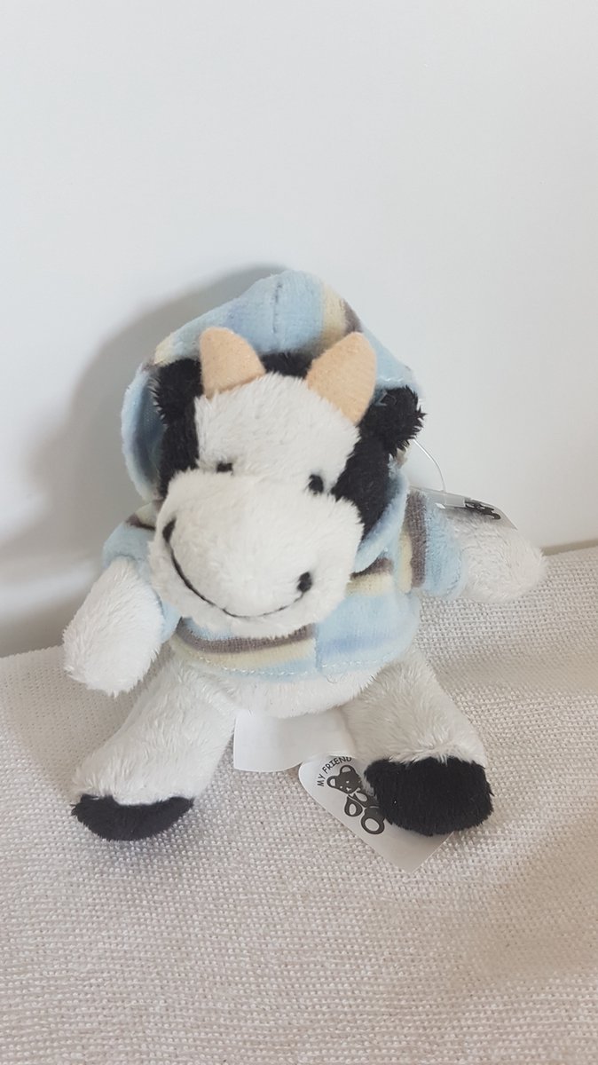 Elcee-Haly My Friend Knuffel Koe met Sweater 10 cm Blauw