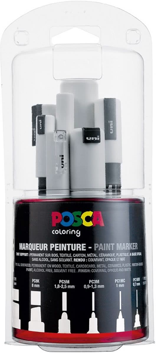 Posca set diversen maten wit