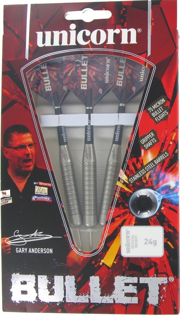 Unicorn Bullet Gary Anderson P1 Stainless Steel 22 gram Steeltip Darts