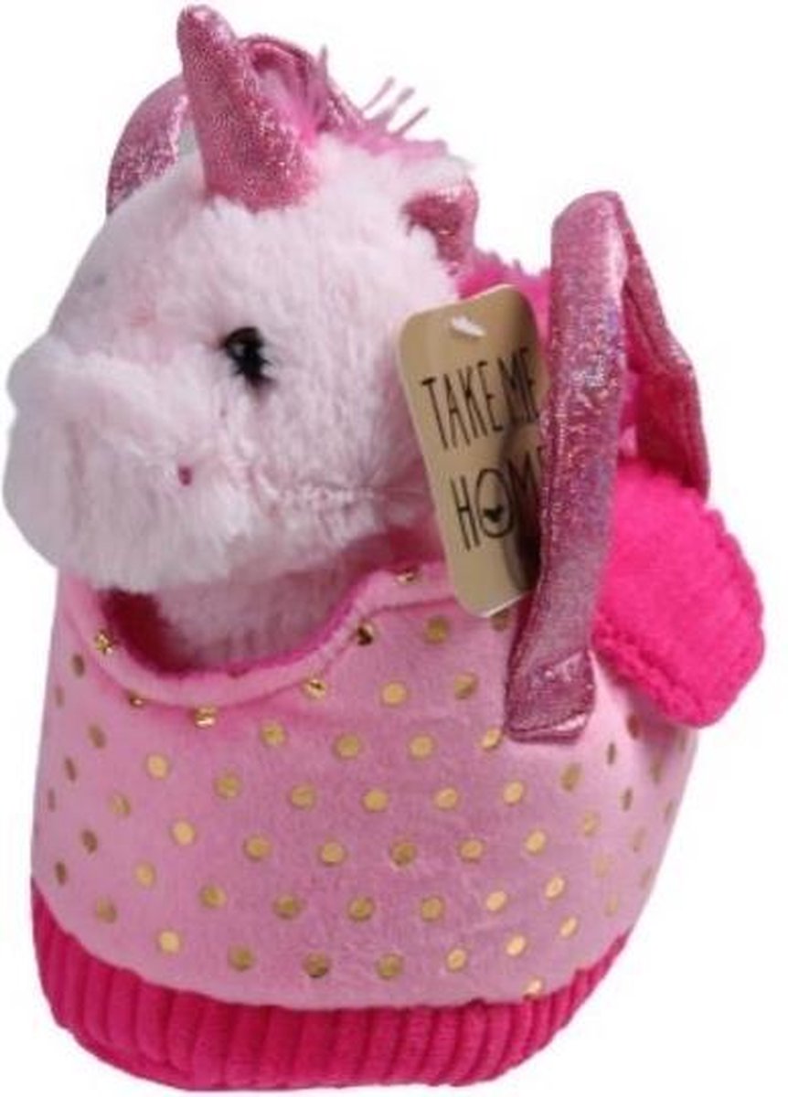 Unicorn Knuffel Eenhoorn In Tas Junior 20 Cm Pluche Roze