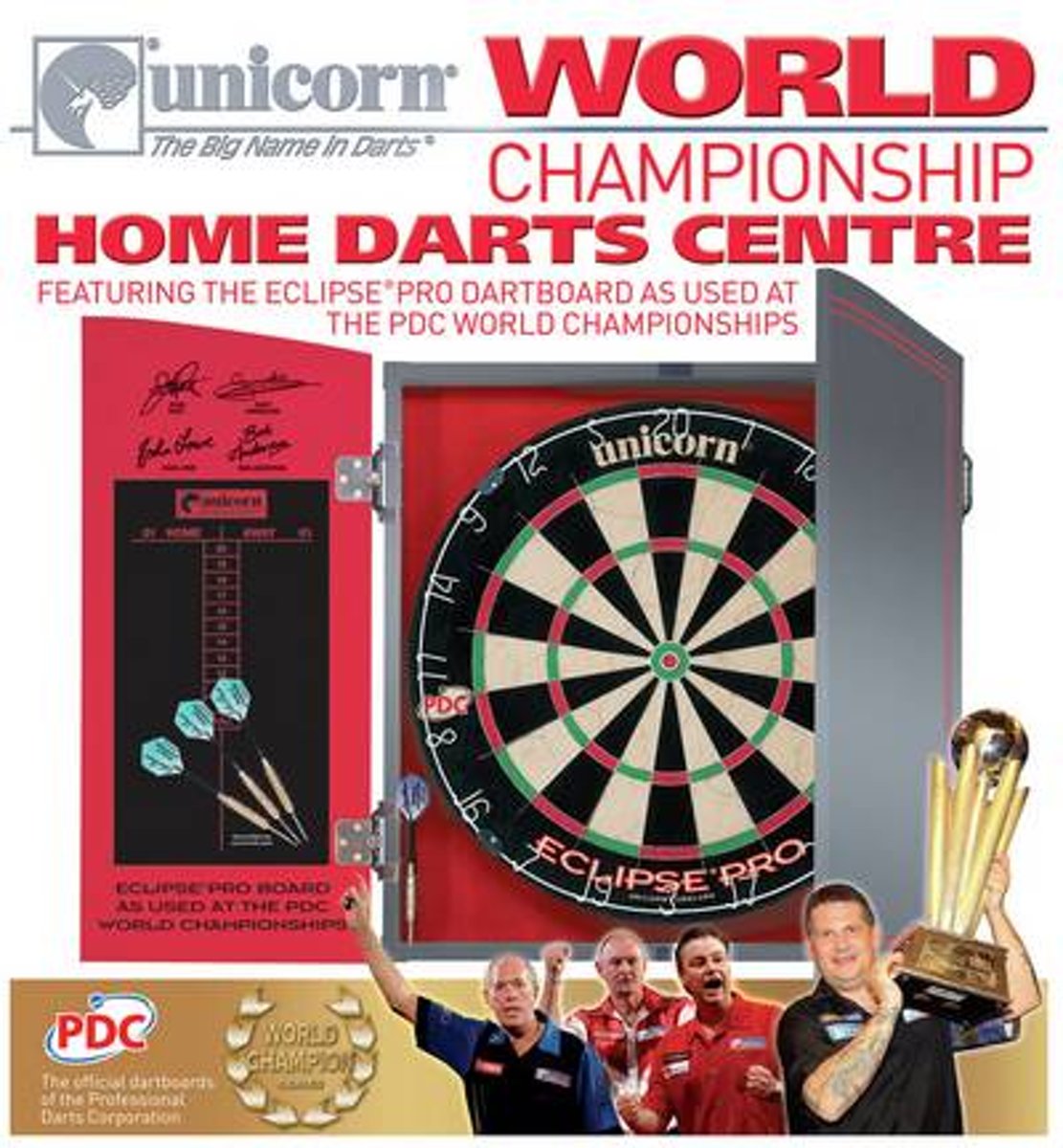 Unicorn World Championship Dartboard, Cabinet and Darts