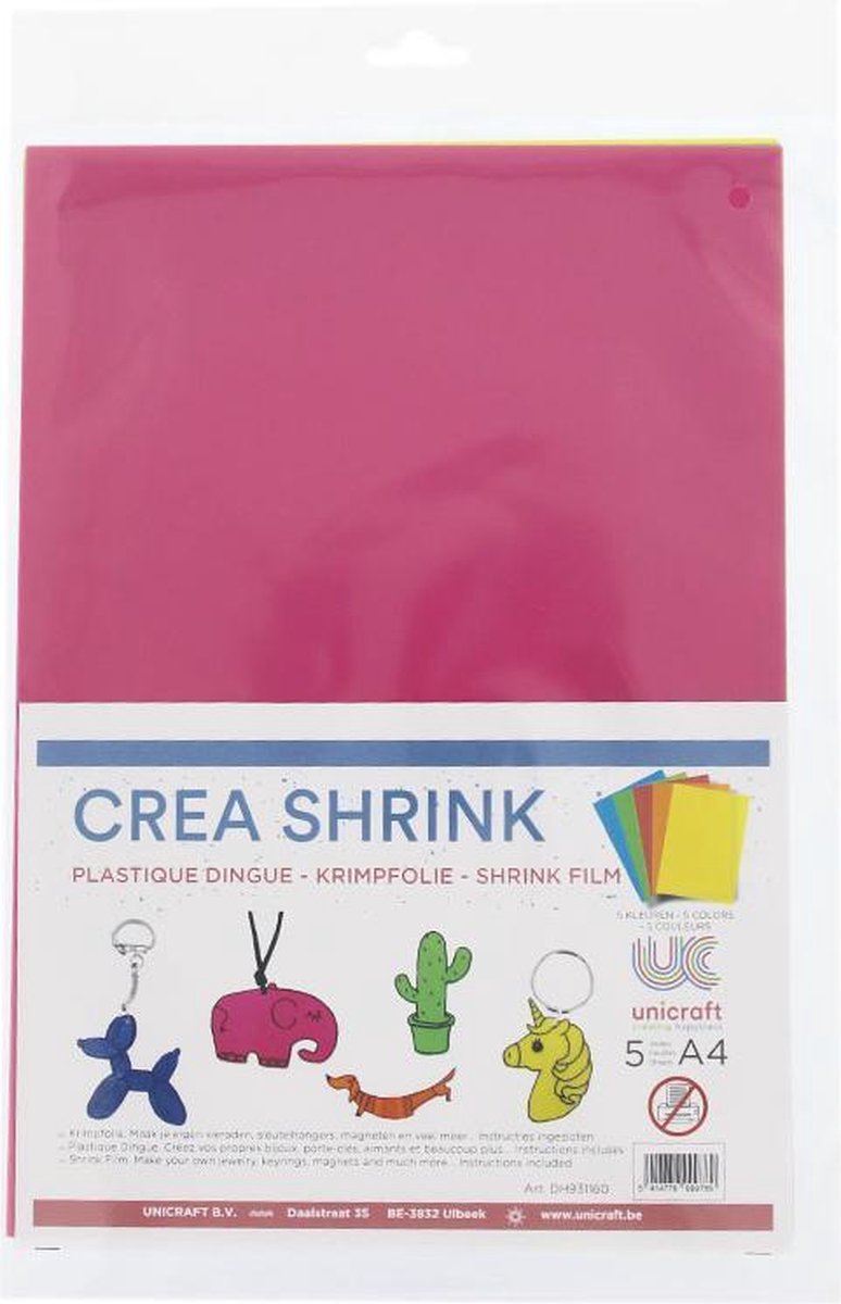 Crea Shrink - krimpfolie - A4 - Assort. 5 kleuren