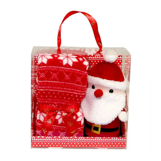 Unique Living - Giftbox Snowflake Santa Red - 90x75cm