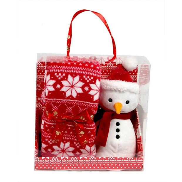 Unique Living - Giftbox Snowflake Snowman Red - 90x75cm