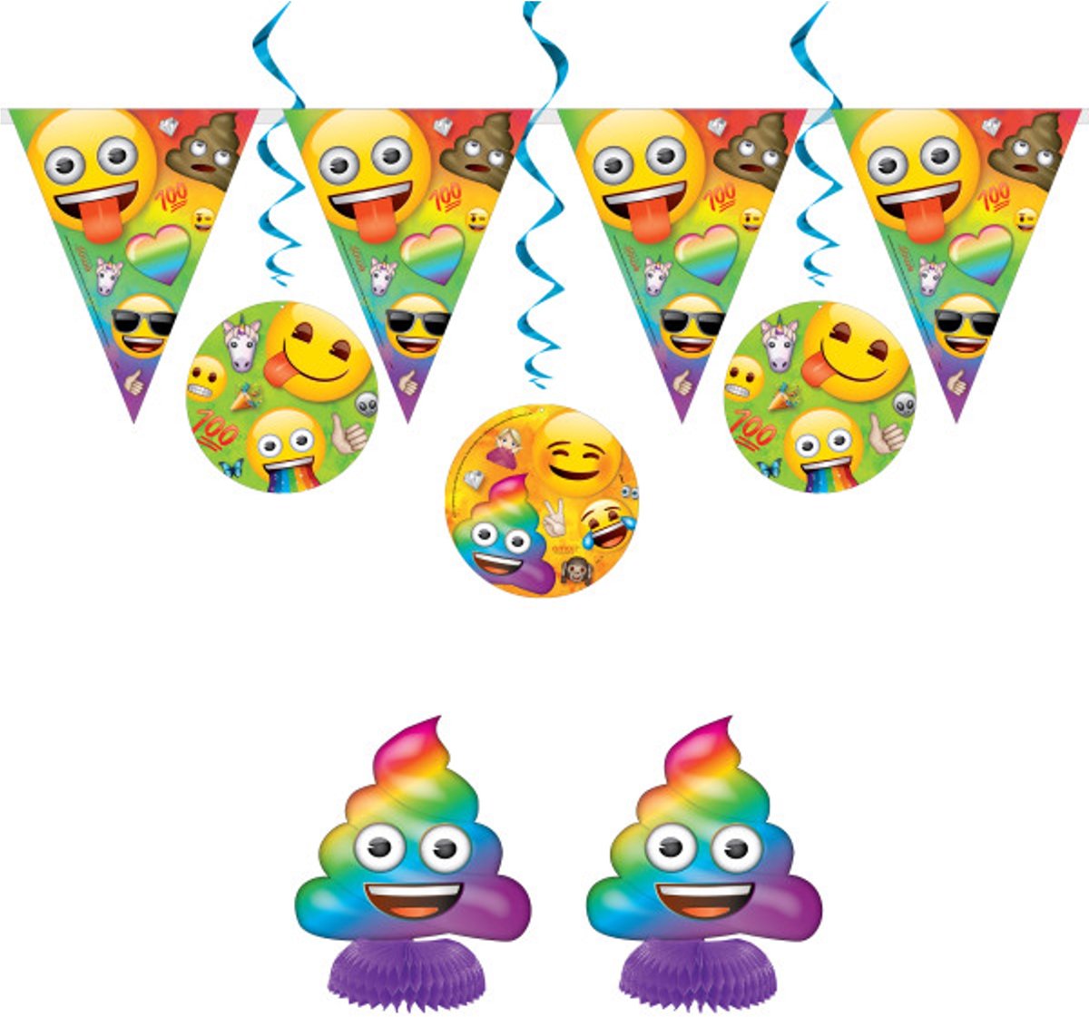   Decoratieset Rainbow Fun Emoji 7-delig