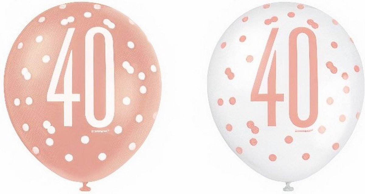 ballonnen 40 jaar 30 cm latex rosÃ©goud 6 stuks