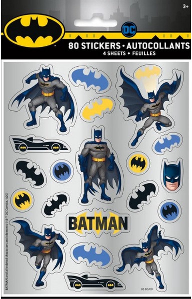 stickers Batman papier geel/blauw/zwart 80 stuks