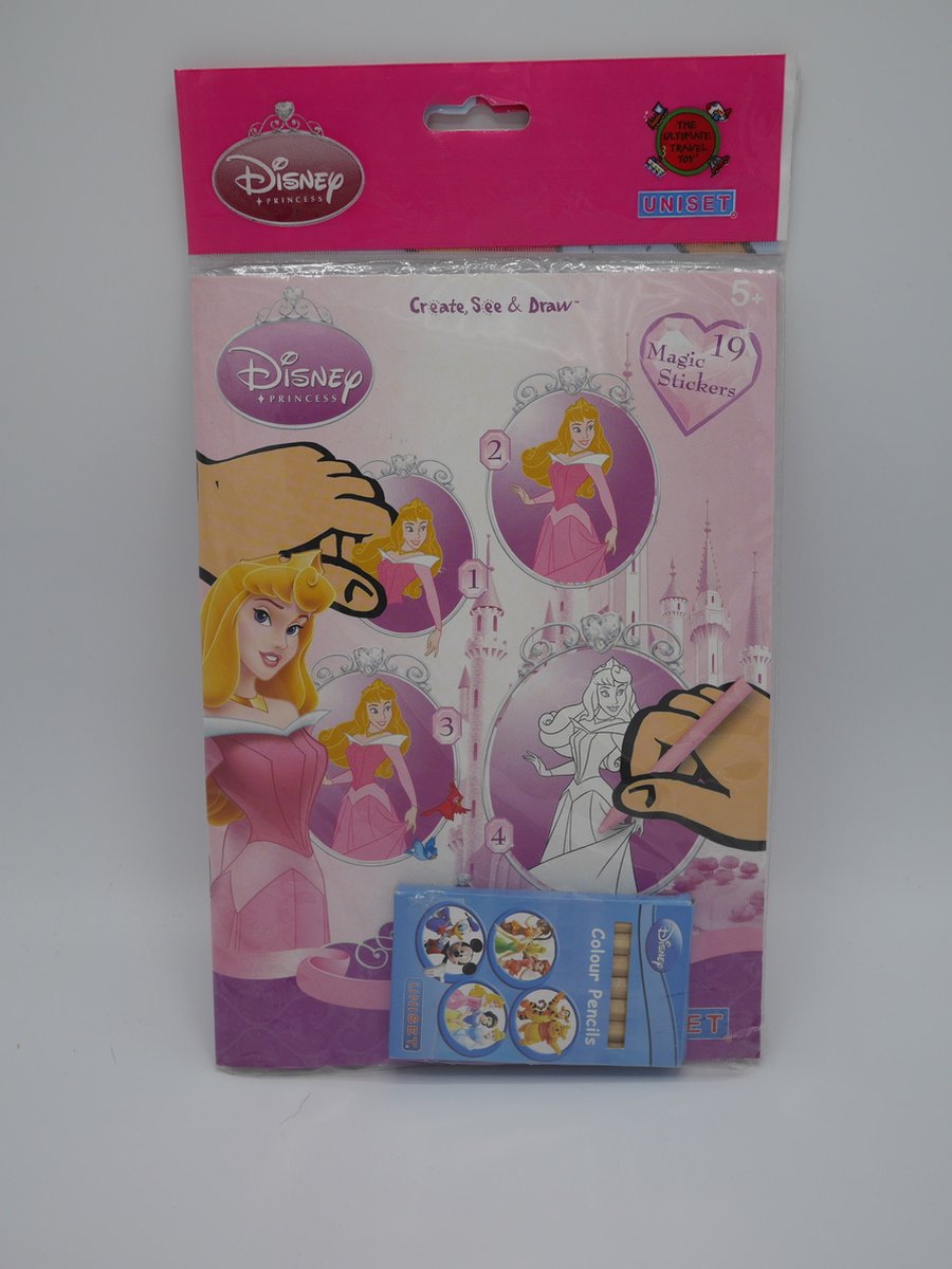 Uniset magische raamstickers met kleurpotloden van Disney princess.