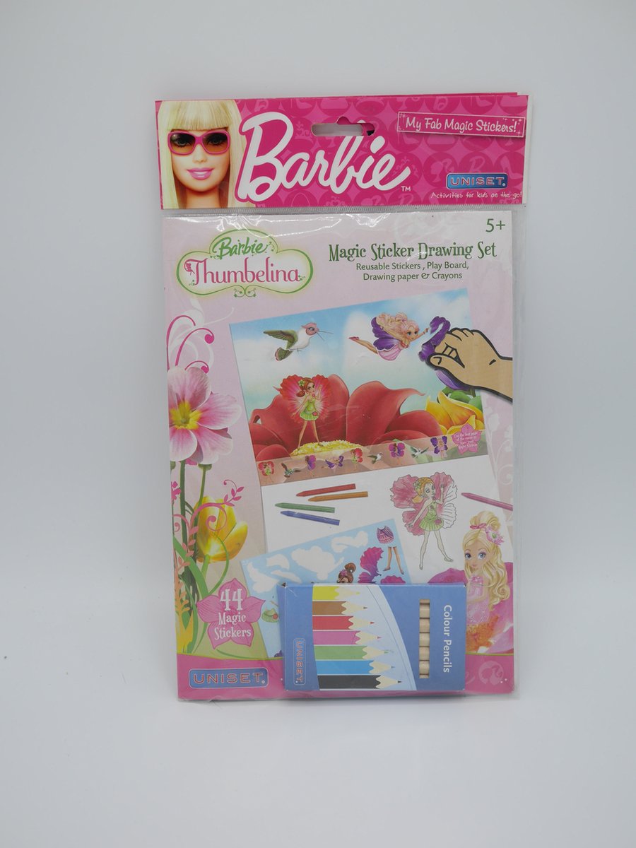 Uniset raamstickers met kleurpotloden van Barbie.