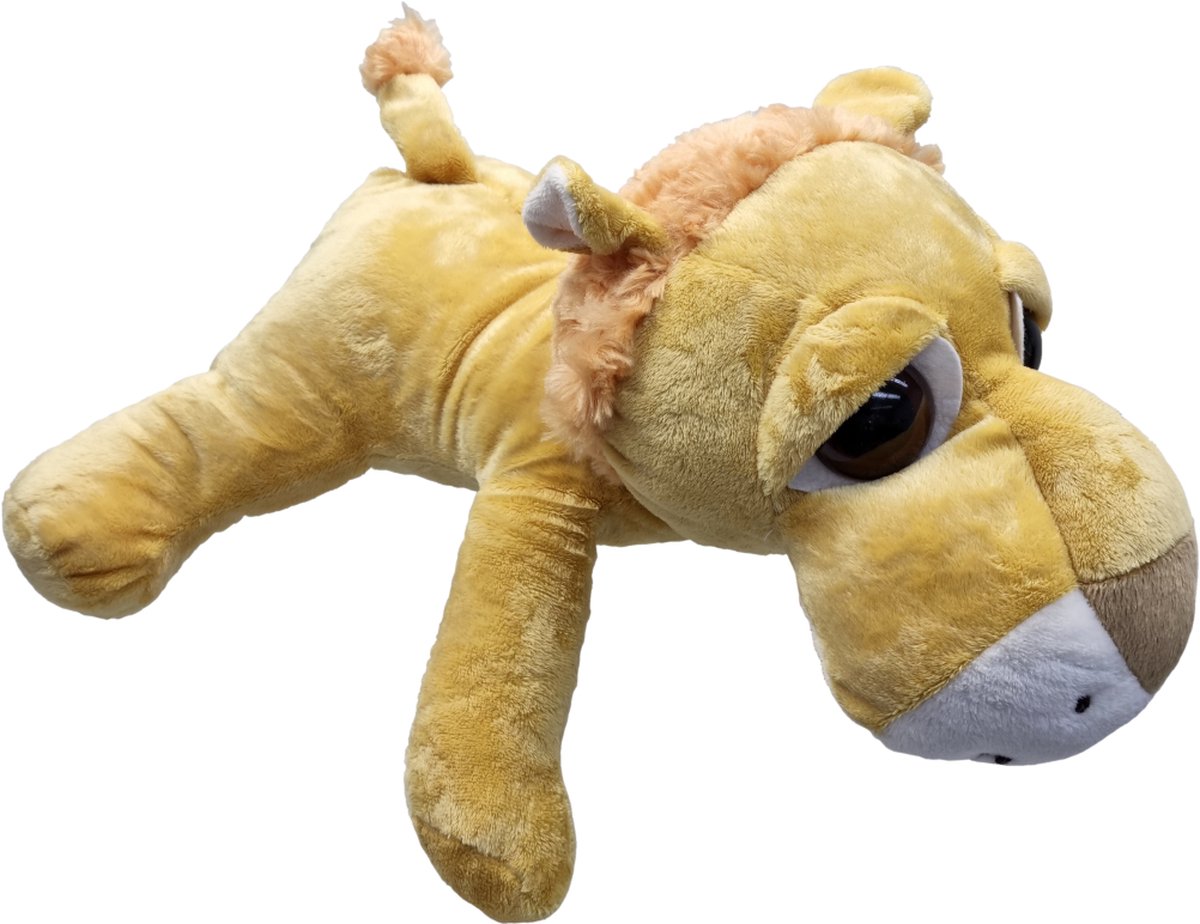 UNITOYS – Leeuw Leo – Liggend met grote ogen – 36cm – Okergeel