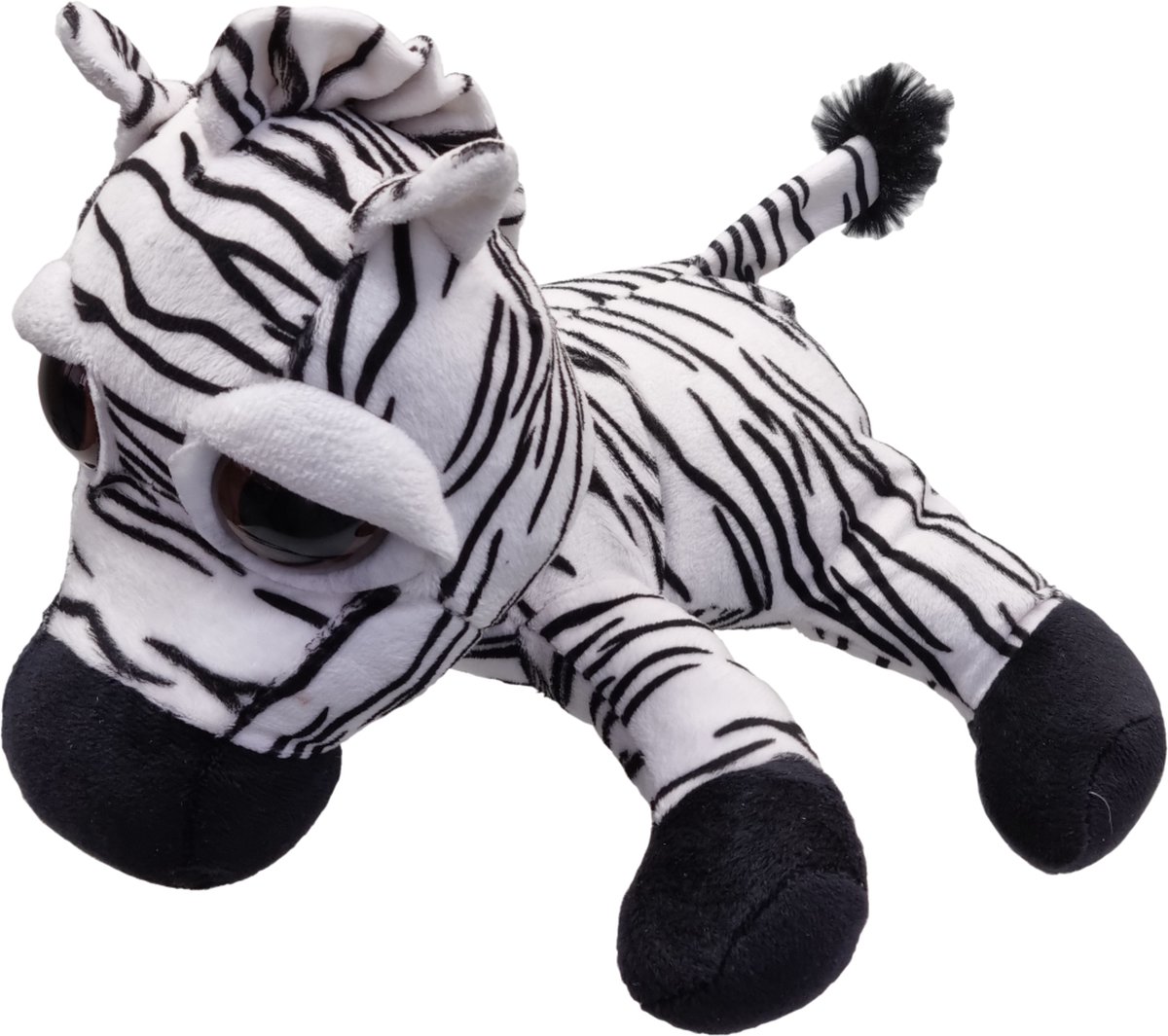 UNITOYS – Zebra Zafira – Liggend met grote ogen – 28cm – Wit/Zwart