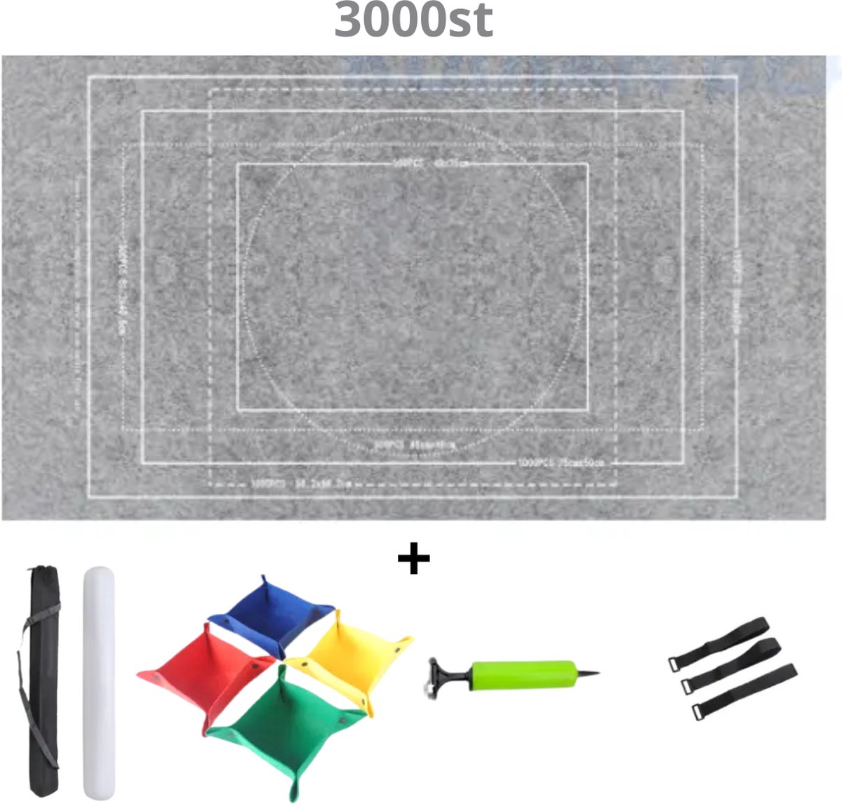 Bovista   - Portapuzzle - Puzzelmap - 500 Stukjes - 1000 Stukjes - 1500 Stukjes - 2000 Stukjes - 3000 Stukjes - Puzzelkoffer - Puzzelbord - Opbergsysteem - Zwart - Inclusief Accessoires