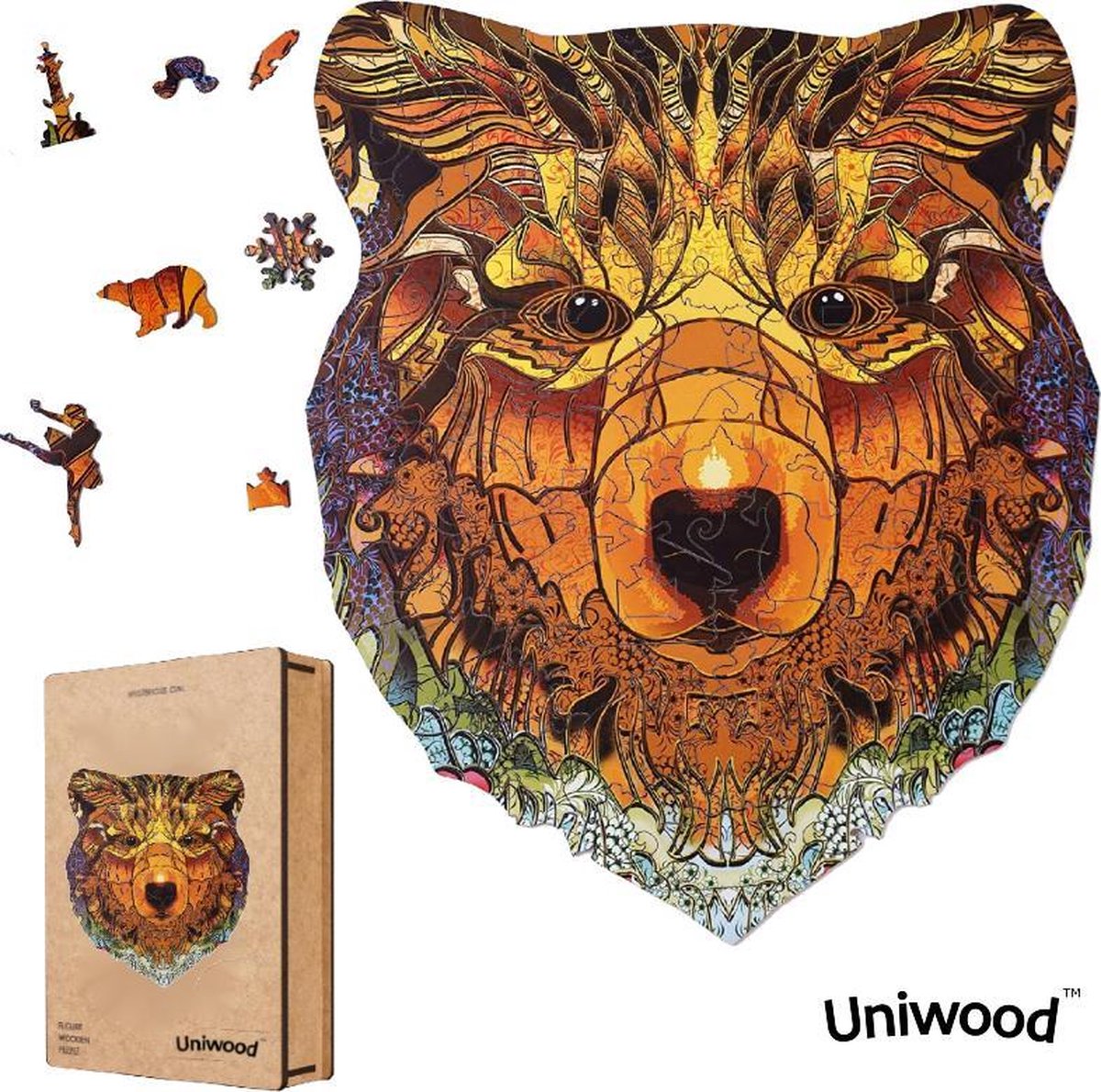 Uniwood™️ - Houten Puzzel volwassenen Jigsaw puzzels wooden puzzle unidragon puzzel 3d Beer A4