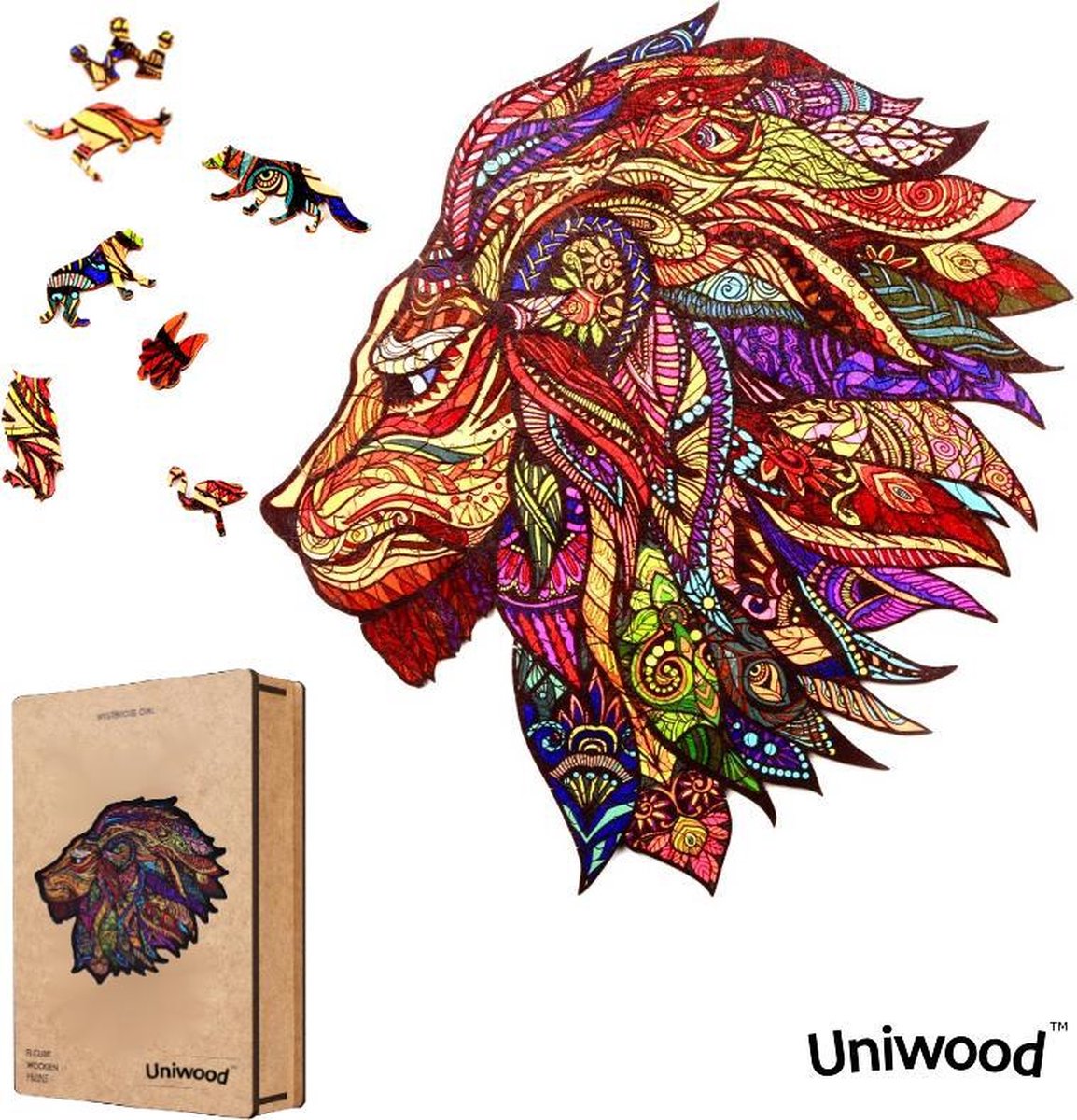 Uniwood™️ - Houten Puzzel volwassenen Jigsaw puzzels wooden puzzle unidragon puzzel 3d Jungle King A5