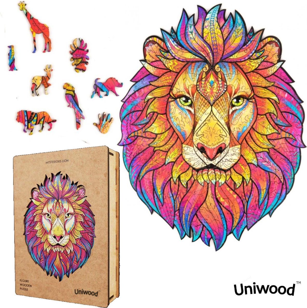 Uniwood™️ - Houten Puzzel volwassenen Jigsaw puzzels wooden puzzle unidragon puzzel 3d Leeuw A3