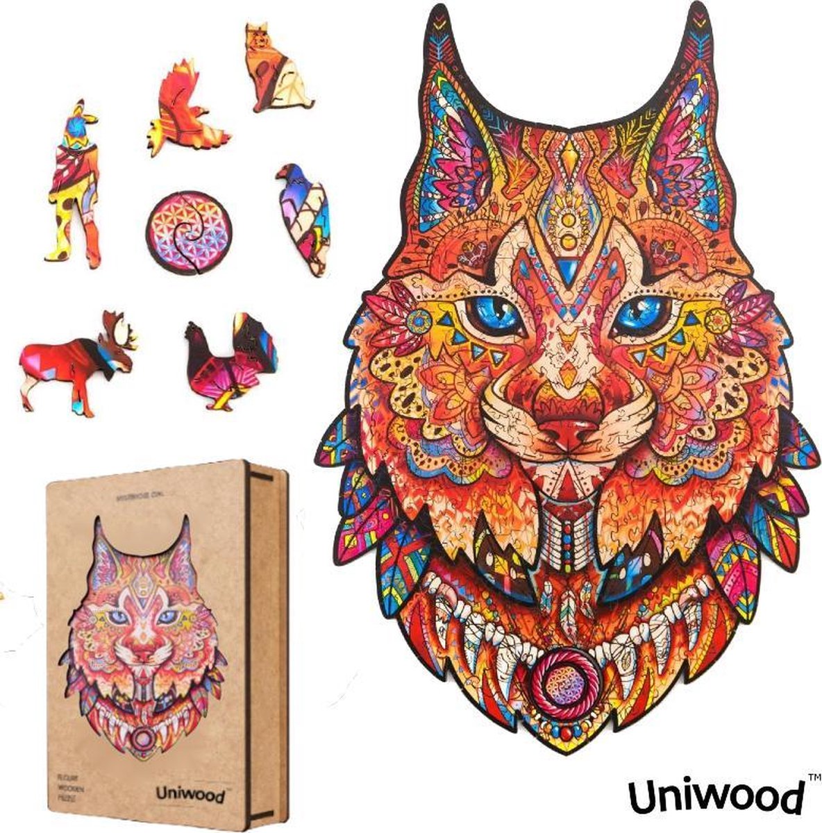 Uniwood™️ - Houten Puzzel volwassenen Jigsaw puzzels wooden puzzle unidragon puzzel 3d Lynx A3