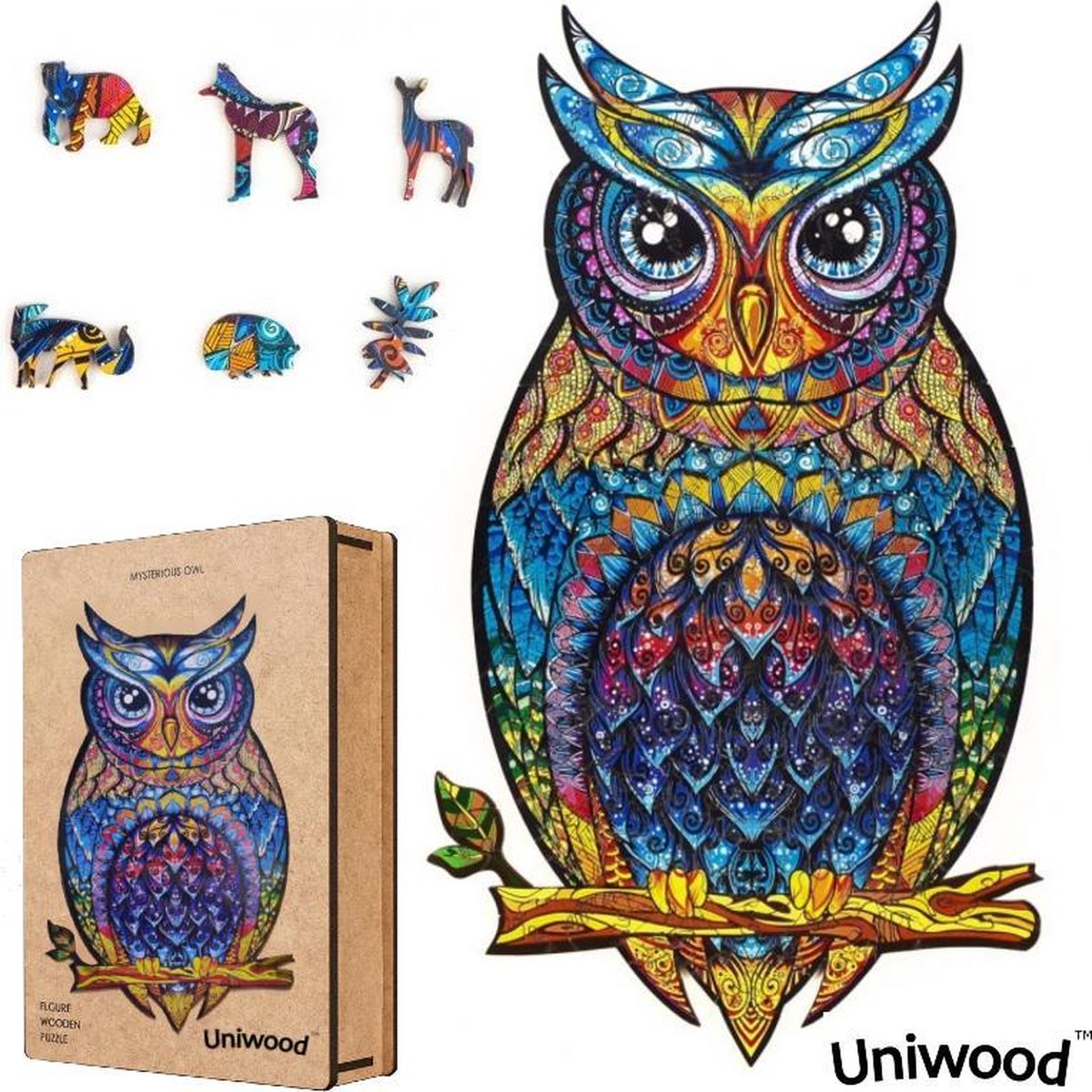 Uniwood™️ - Houten Puzzel volwassenen Jigsaw puzzels wooden puzzle unidragon puzzel 3d  Uil A4