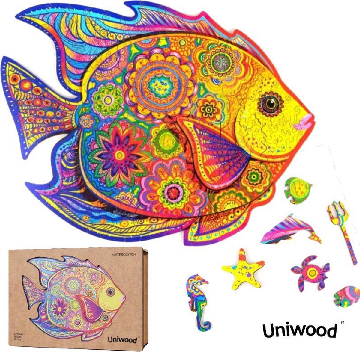 Uniwood™️ - Houten Puzzel volwassenen Jigsaw puzzels wooden puzzle unidragon puzzel 3d Vis A3