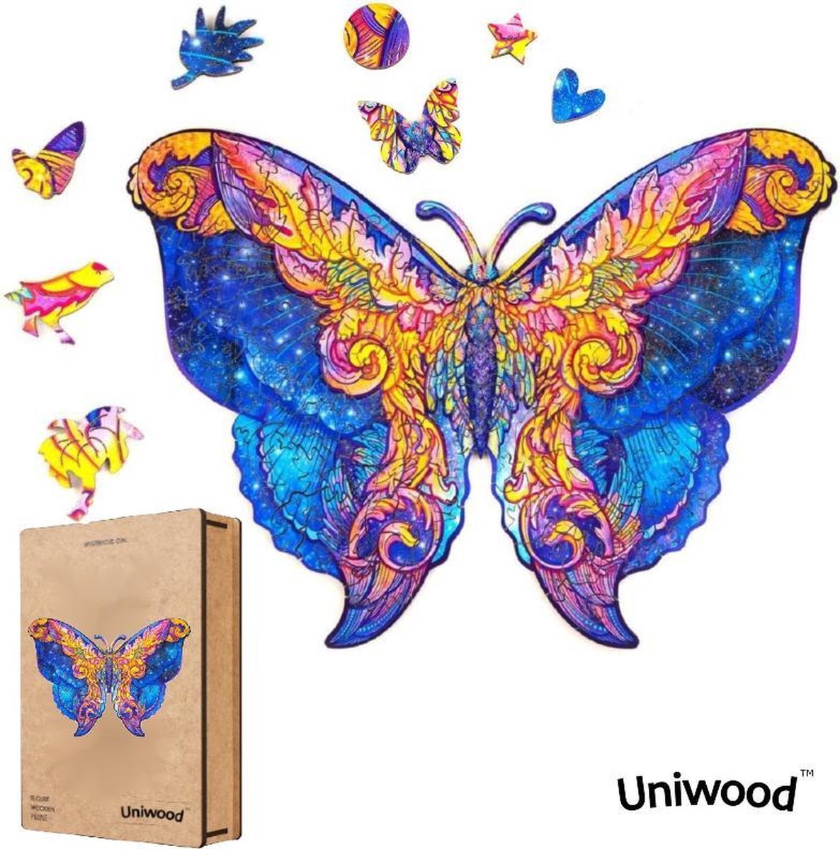 Uniwood™️ - Houten Puzzel volwassenen Jigsaw puzzels wooden puzzle unidragon puzzel 3d Vlinder A3