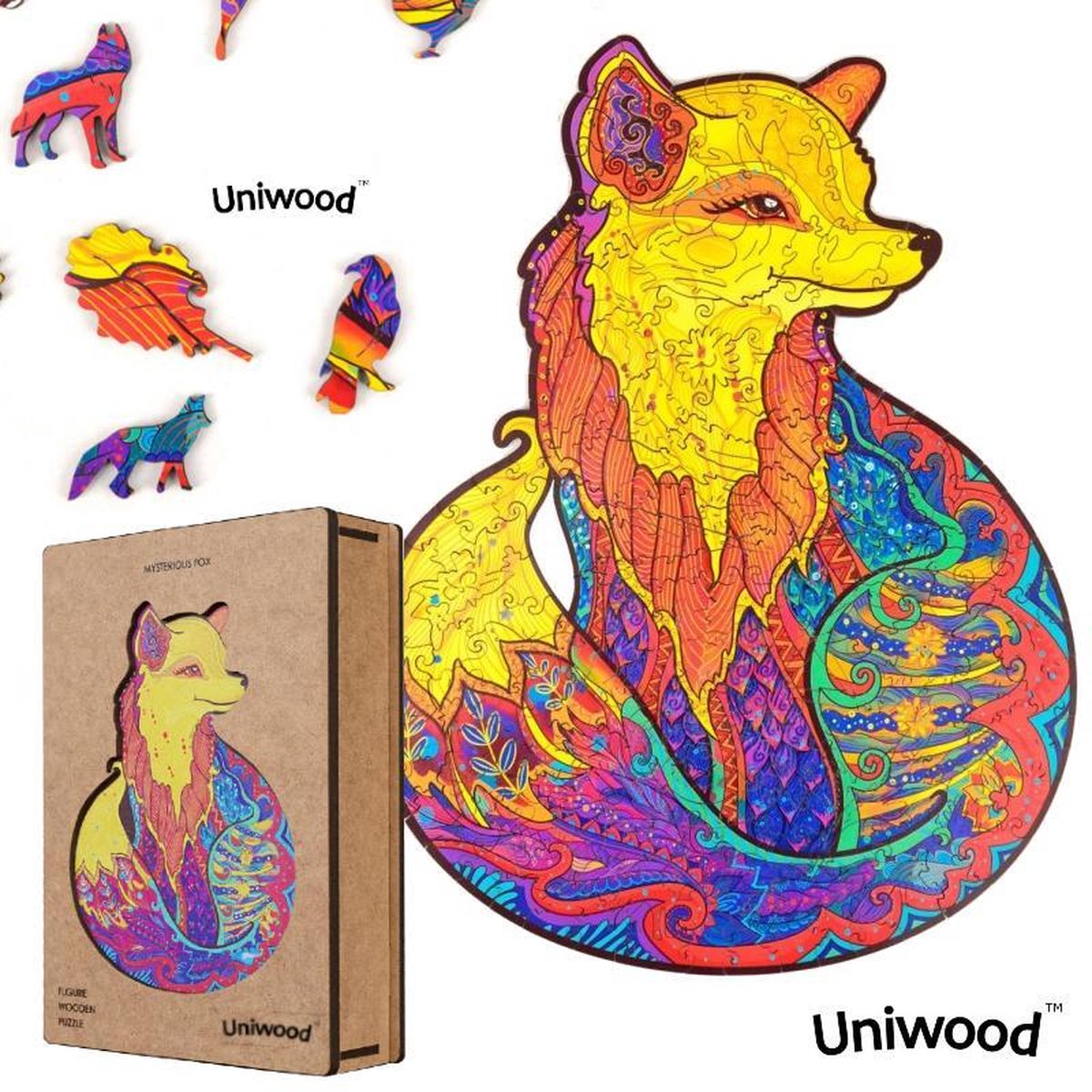 Uniwood™️ - Houten Puzzel volwassenen Jigsaw puzzels wooden puzzle unidragon puzzel 3d Vos A3