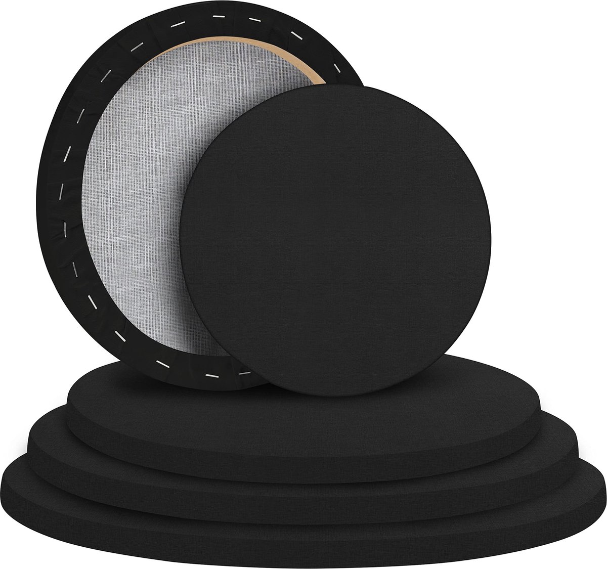 Unyqoos ® Ronde Zwarte Canvas Set voor Diverse Kunstprojecten - 5 Maten Beschikbaar