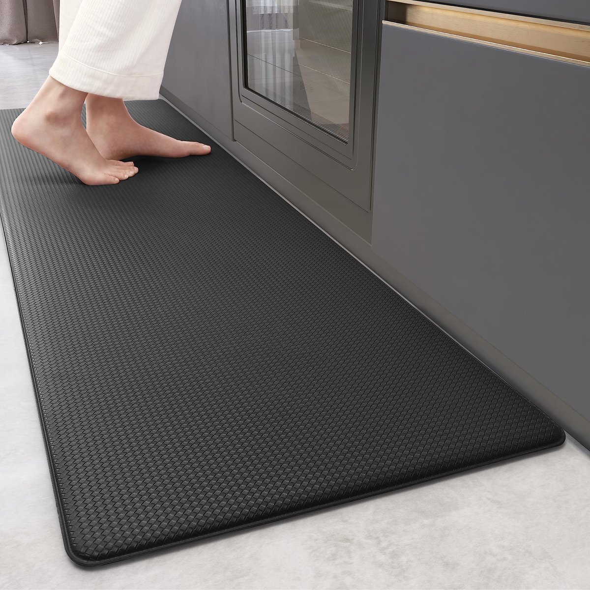 Unyqoos ® Stijlvolle Zwarte Keukenloper Met Antislip En Waterafstotende Eigenschappen Voor Veiligheid