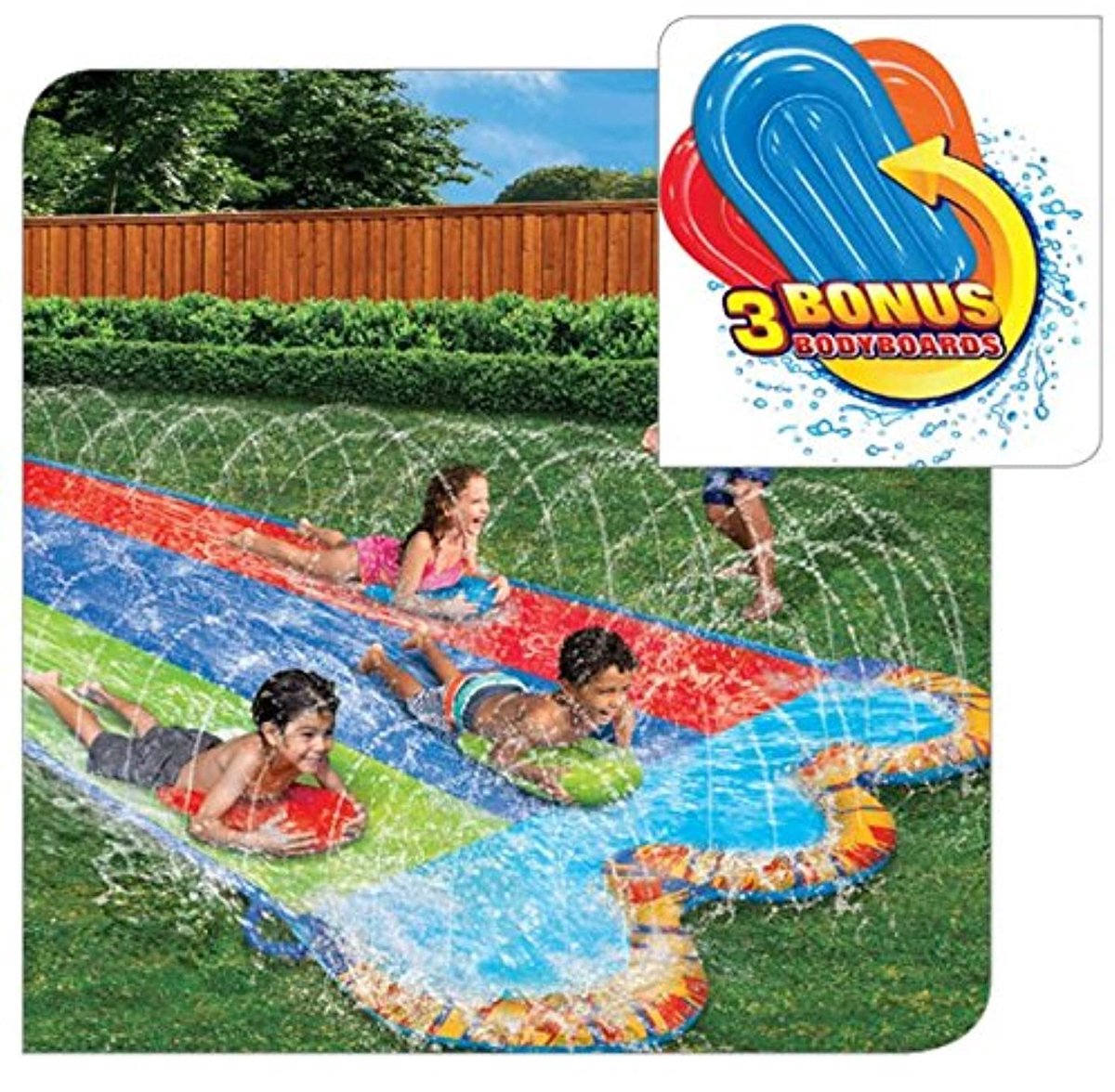  ® Supersnelle Drievoudige Water glijmat voor Kinderen met Opblaasbare Bodyboards