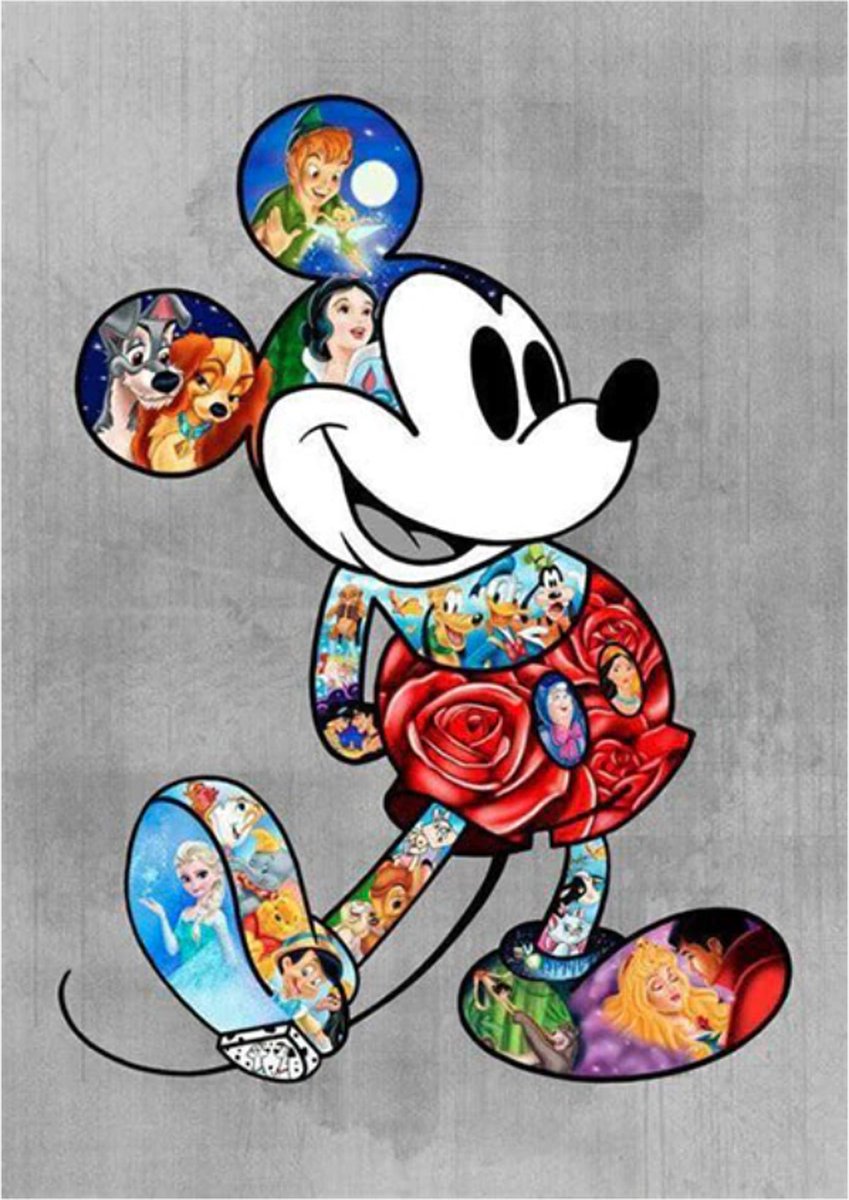 Disney Graffiti Cartoon - Canvas -  Poster - Mickey Mouse Canvas Painting - Abstract Prints - Home Decor - Kunst aan de muur