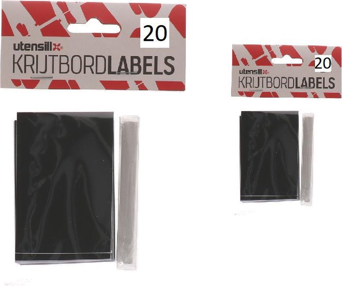 Krijtbordlabels met krijt 20 stuks - krijtbord - krijt - 20 labels - krijtbordlabels - zwarte schoolbord labels/etiketten beschrijfbaar met krijt.