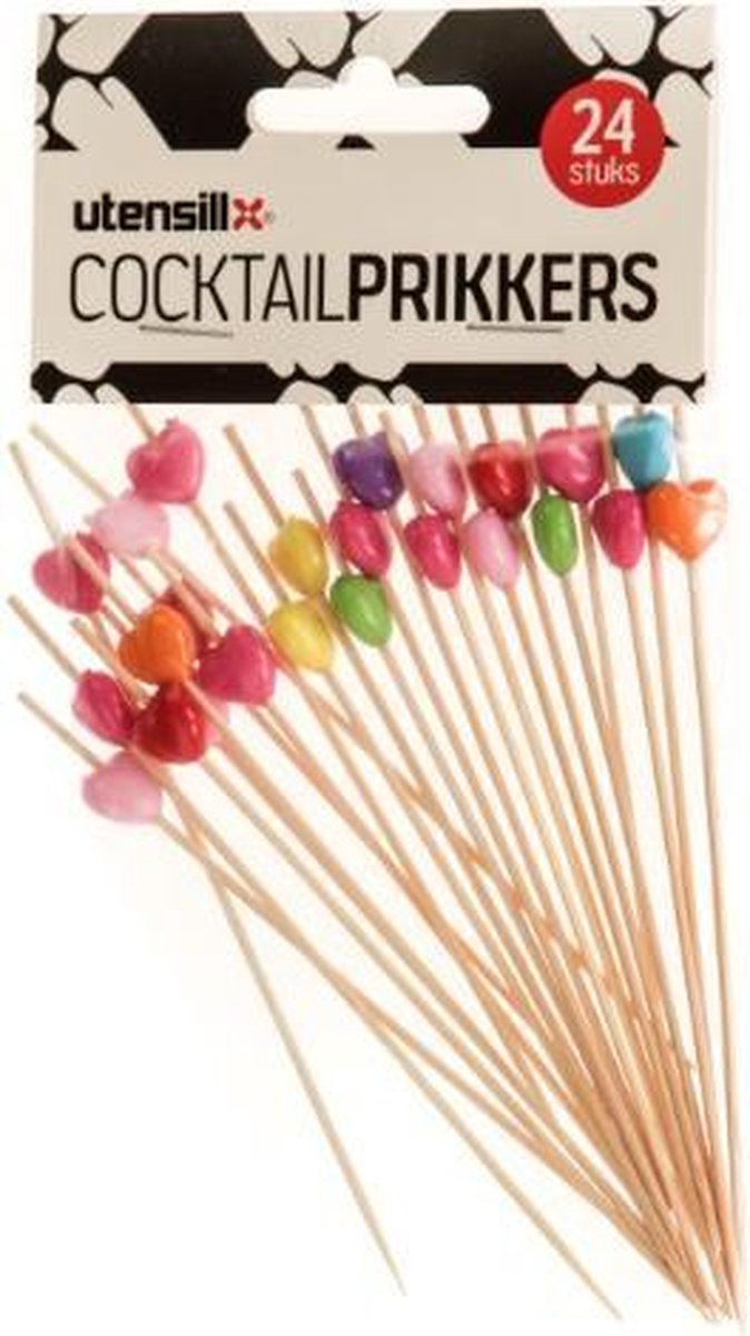   -  s - Cocktail prikker met hartje - 10 cm - 24 stuks