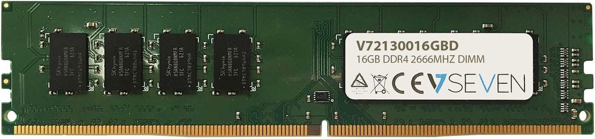 V7 V72130016GBD geheugenmodule 16 GB 1 x 16 GB DDR4 2666 MHz