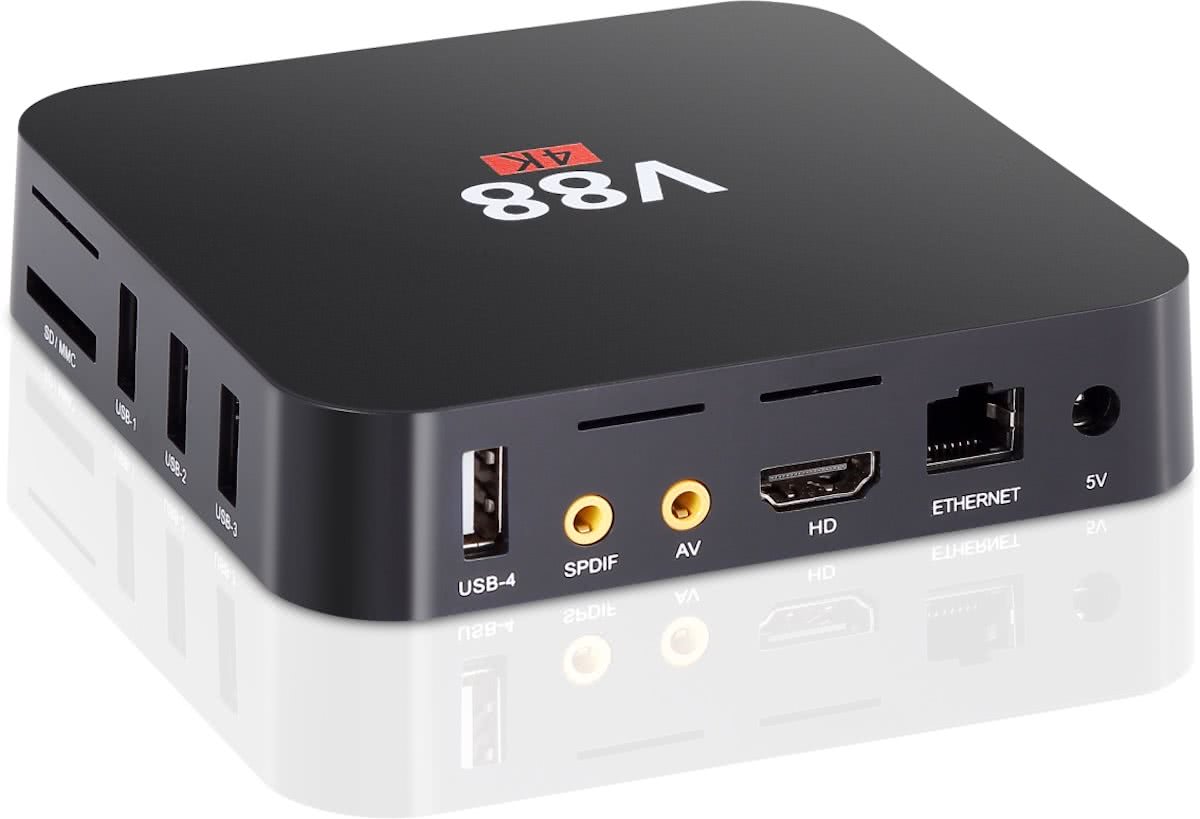 Android tv box V88 4K met NEDERLANDSE HANDLEIDING en Afstandsbediening