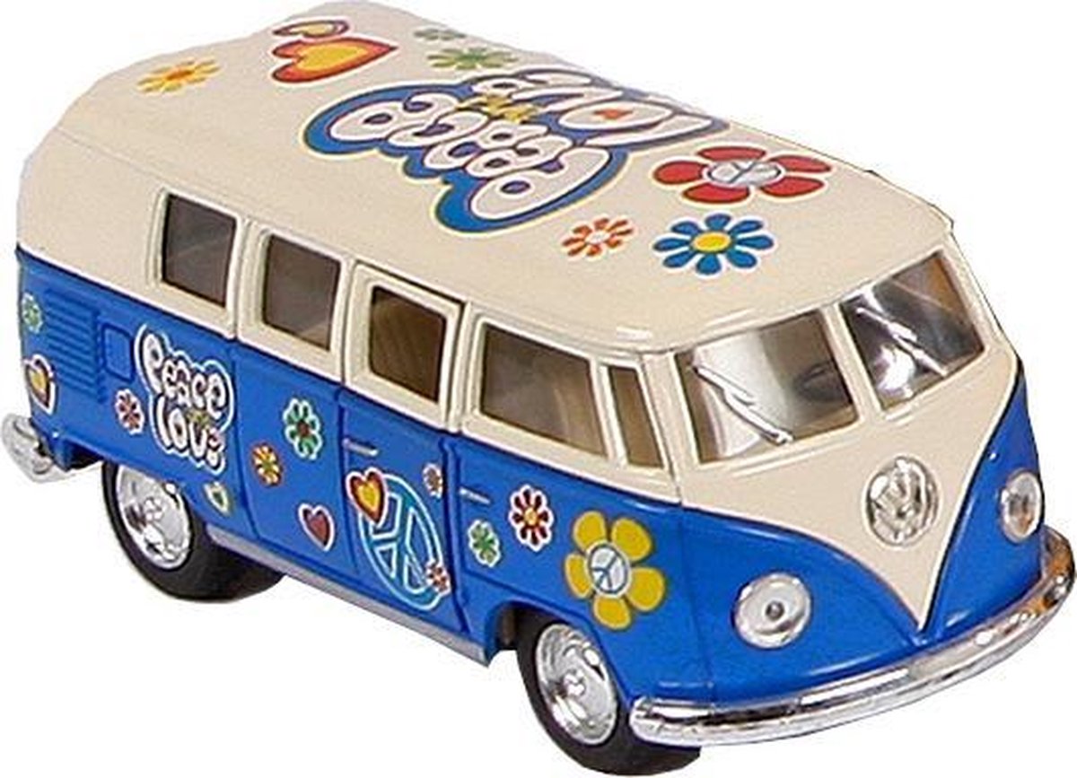 Van Manen Bus Volkswagen Classic Flowerpower 1:32 Staal Blauw