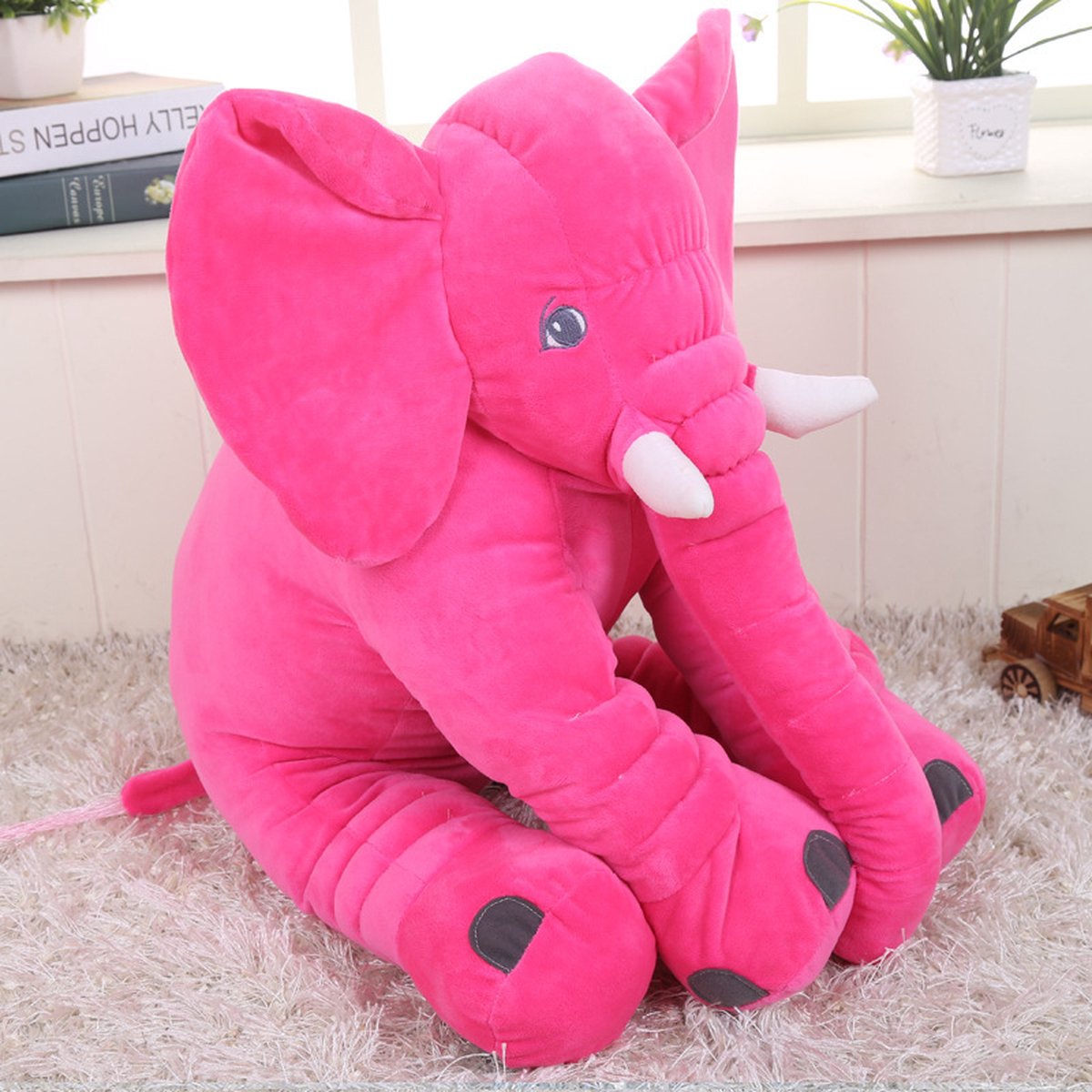 Nieuw Knuffel olifant, 65 cm + dekentje - 3 in 1 kleur: vol roze + deken  Nieuw! Nu met extra dekentje! -  super zacht en super lief XXL! - origineel cadeau - kussen + knuffeldier+dekentje