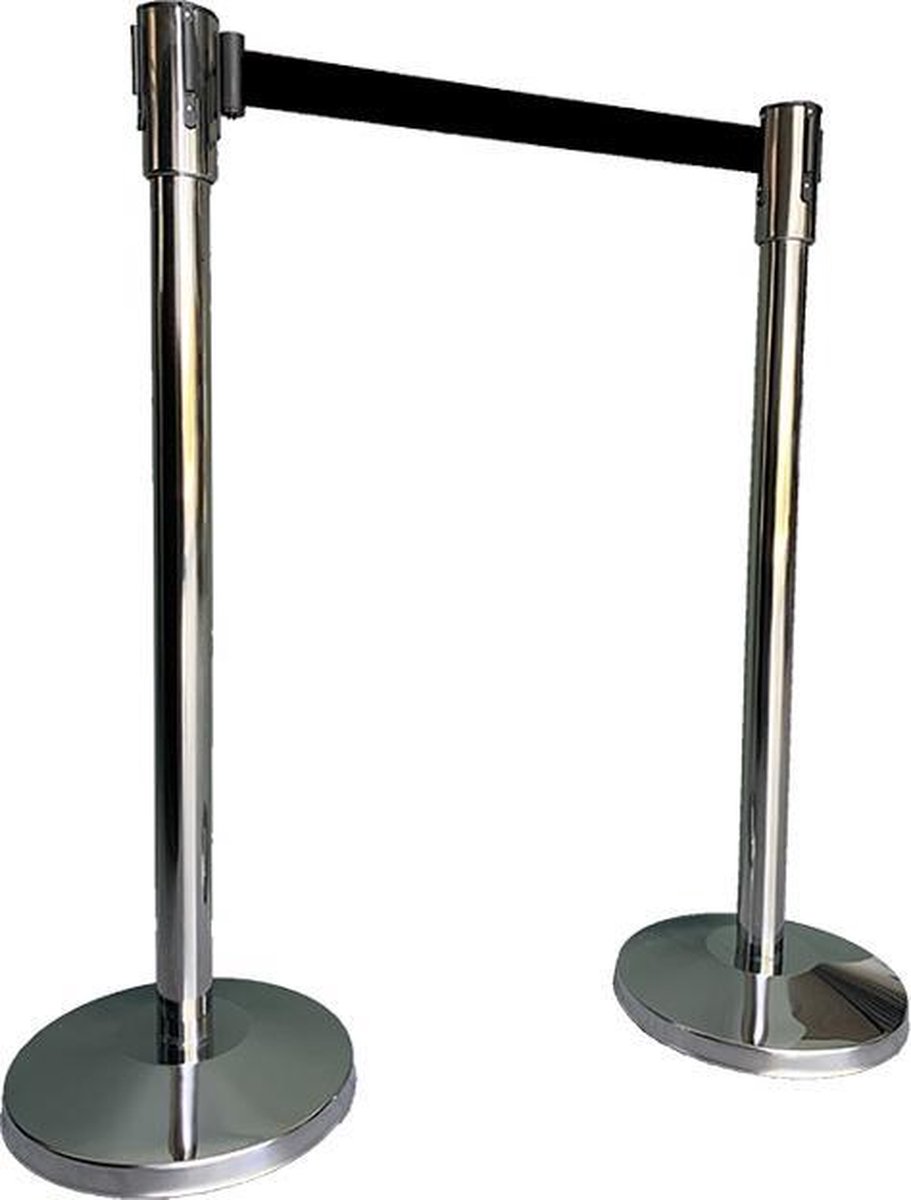 Trendy barrier post  chrome with drawstring black